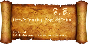 Horánszky Boglárka névjegykártya